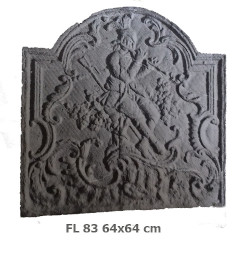  Decorated cast iron fireplace plate